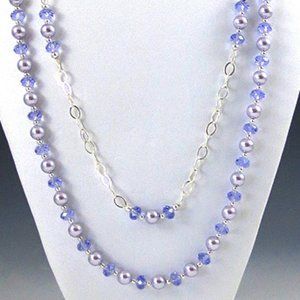 Crystal, Crystal Pearl, & Sterling Silver Necklace